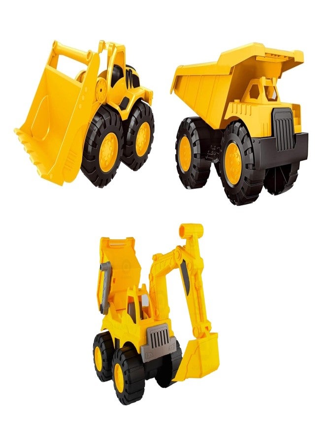 Quasar 4 in 1 Combo Super Builder Cement Mixture Bulldozer Dumper Dig Dump Truck Toy Friction Powered Pull Back Push and Go Vehicle Toys Truck Set +3 Year Best Gift for Girls Boys - Image 2
